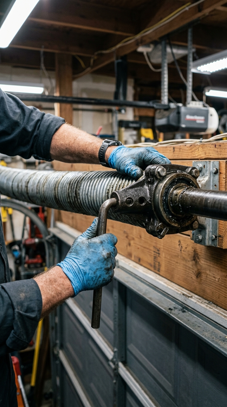 Torsion spring replacement on a Lincoln Park residential garage door